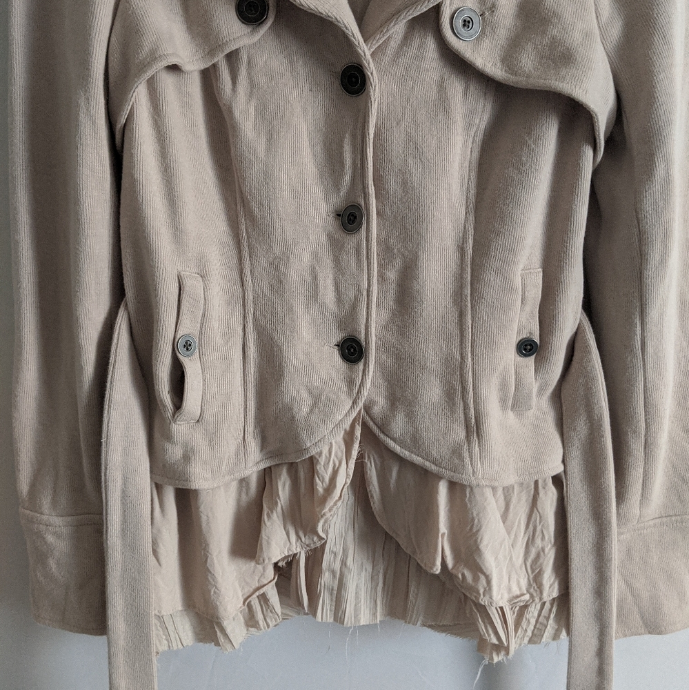 Free People Layered Ruffle Military Jacket Sz 8 - Picture 7 of 11